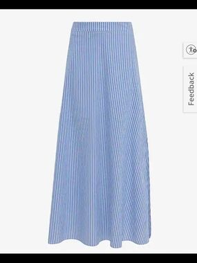 Express Blue and White Vertical-Stripe Maxi Skirt